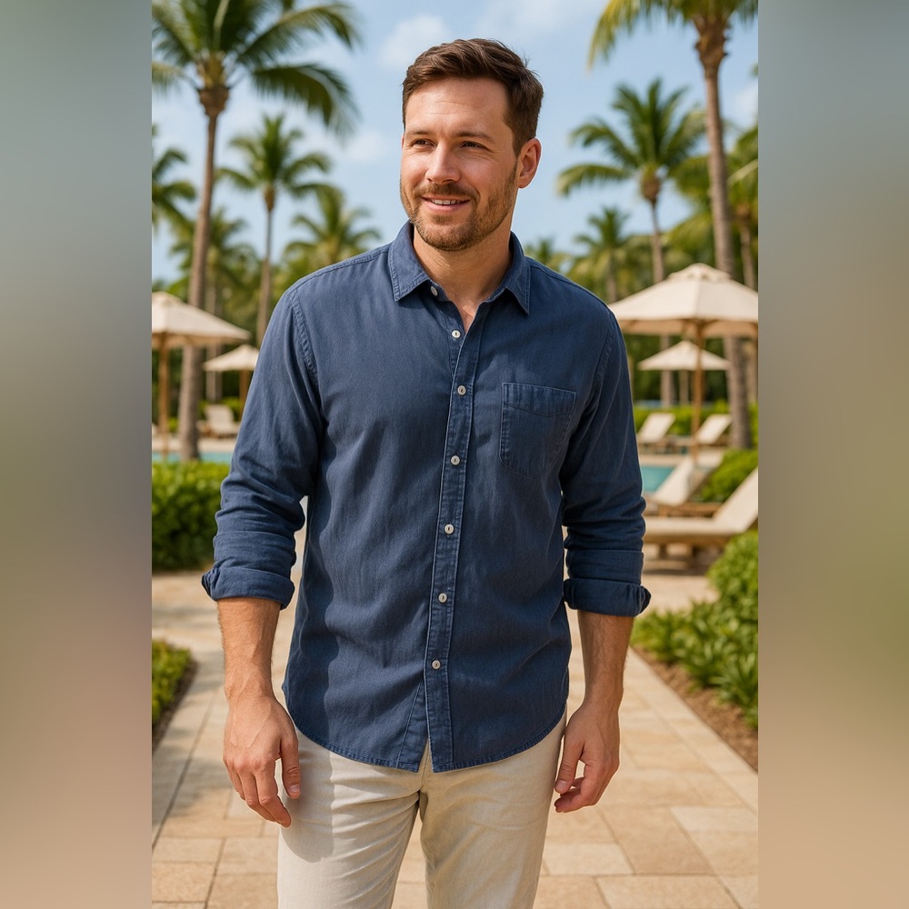 Tommy Bahama Indigo Blue Long Sleeve Shirt – Size Large